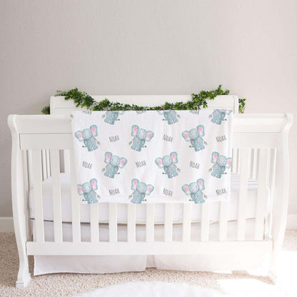 Lovable Gift Co Personalized Elephant Baby Blanket With Watercolor Print (photo 2)