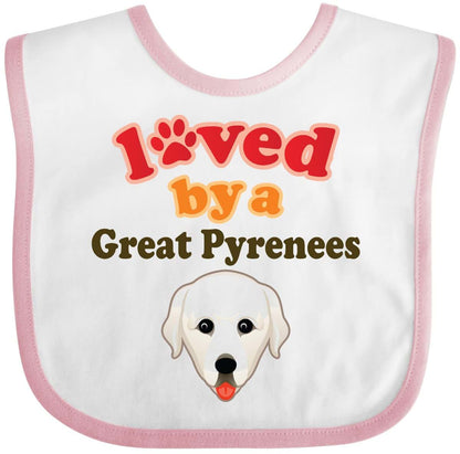Inktastic Great Pyrenees Dog Baby Bib - Cotton Hook & Loop Closure