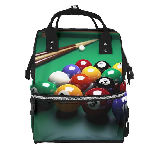 HCBPWVQA Billiards Print Diaper Bag Multifunction Laptop Backpack Travel Daypacks Large Nappy Bag