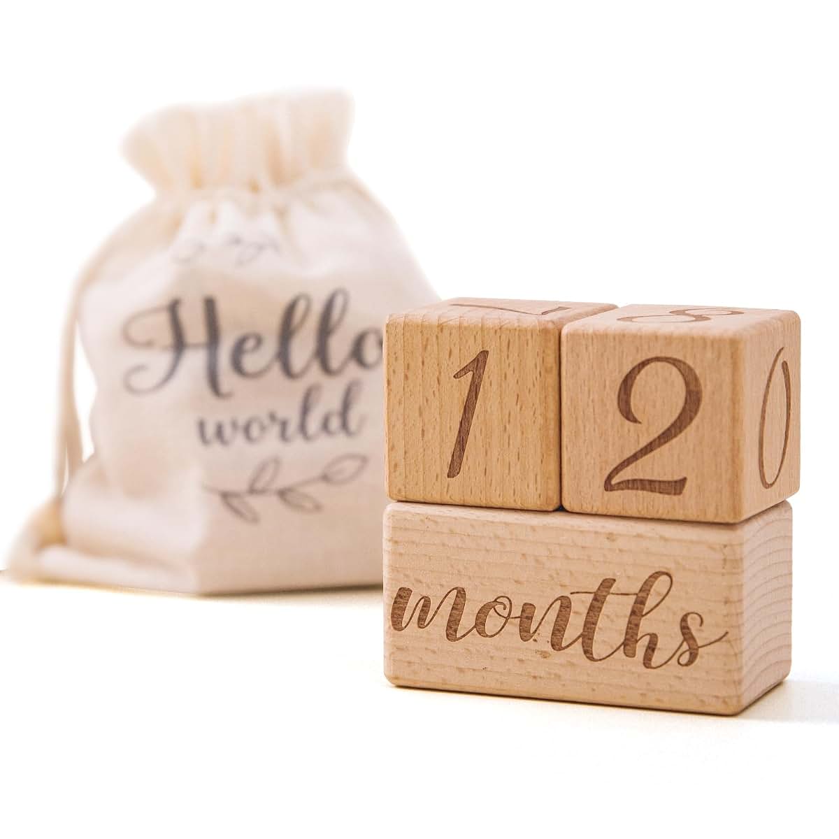 Mamimami Home Monthly Baby Milestone Blocks Set of 3 Wooden Photo Props