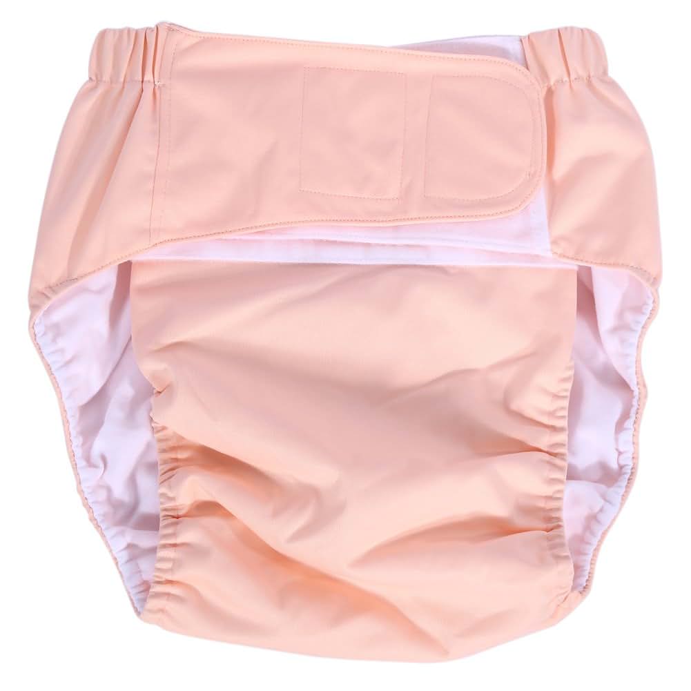 Zetiling Reusable Adult Cloth Diaper Cover with Adjustable Hook and Loop Waist, Light Pink