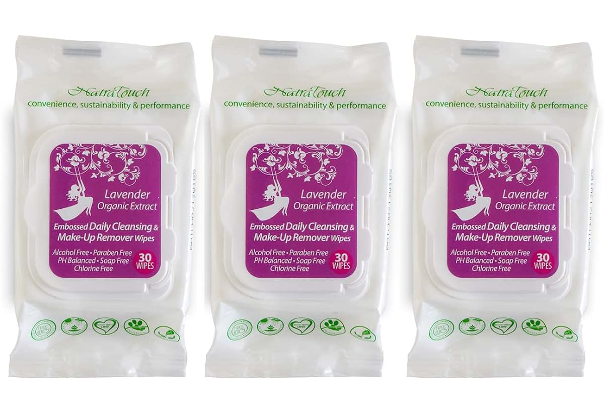 Natratouch Organic Lavender Daily Cleansing Wipes 3 Pack