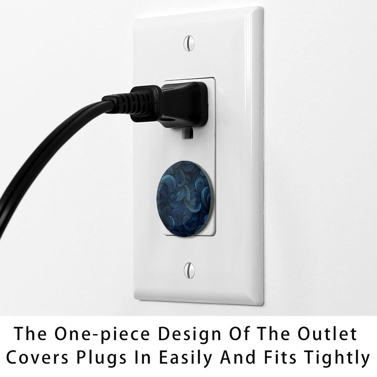 CDGIRUOWUNV Navy Blue Swirl Pattern Outlet Covers Baby Proofing - Plug Covers for Electrical Outlets, Child Proof (photo 3)
