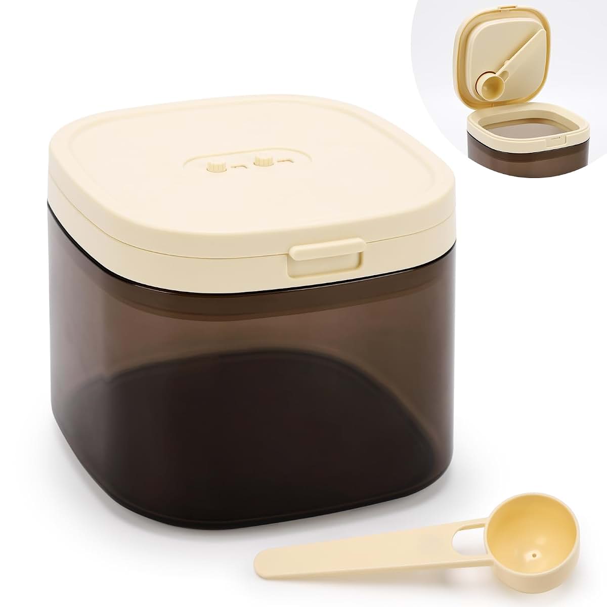 QINGQIUYUDA Powdered Creamer Dispenser 28oz Brown Food Container