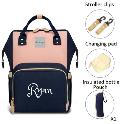 Dream Embroidery PERSONALIZED Large Diaper Bag Knapsack Custom Monogram Backpack (Pink/Blue) (photo 2)