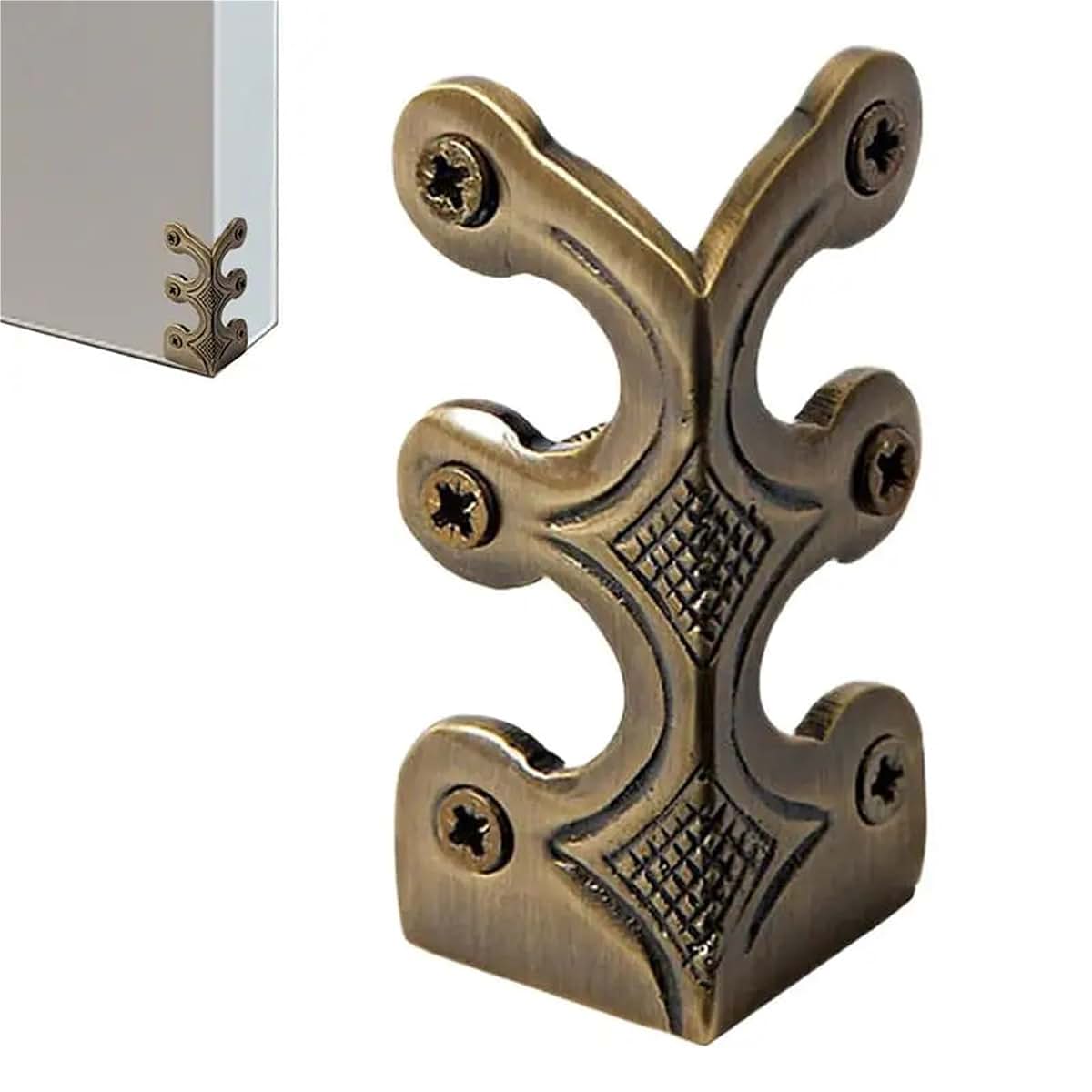 HongJP Skirting Board Corner Protectors 4pcs Baseboard Corner Protectors Antique Decorative Protector Cover Solid Brass (photo 2)