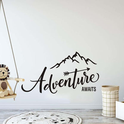 JURUOXIN Adventure Begins Mountain Wall Sticker Black Vinyl Decor