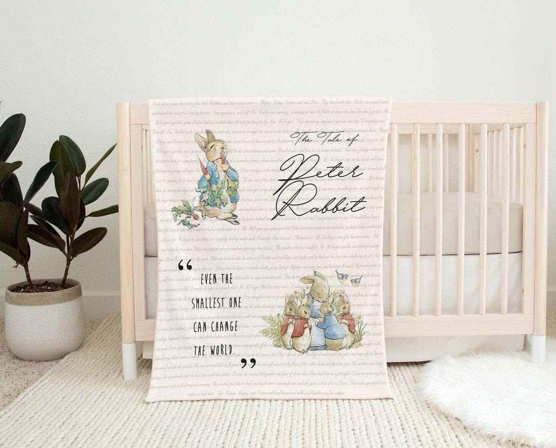 The BookTales Peter Rabbit Minky Blanket Light Blue