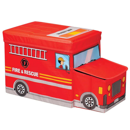 Fox Valley Traders Fire Truck Storage Box With Two Compartments