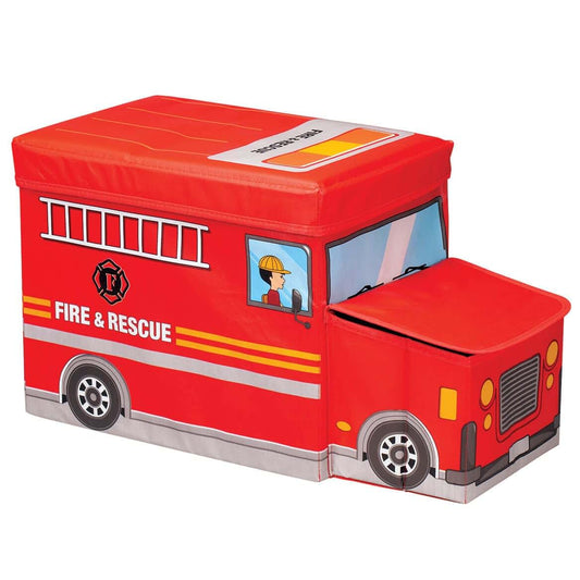 Fox Valley Traders Fire Truck Storage Box With Two Compartments