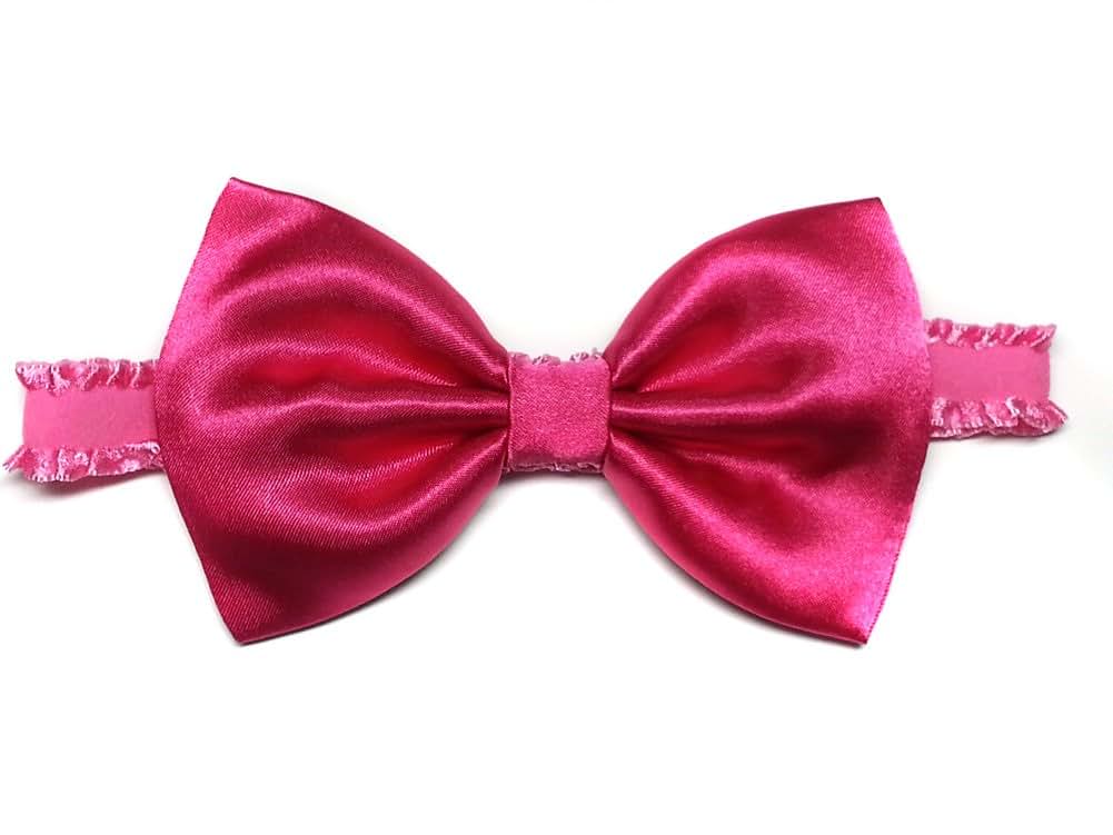 EmilyRose Couture Velvety Ruffle Satin Headband Hair Bow for Newborn