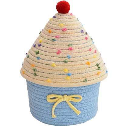 Vobumix Rainbow Pattern Cotton Cute Decorative Rope Basket Storage Organizer