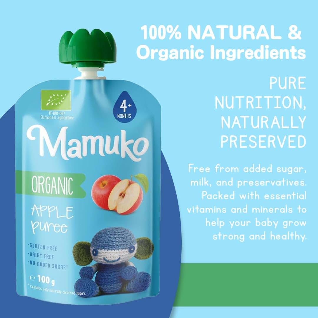 Mamuko Organic Apple Puree, 5-Pack Fruit Pouches For Babies 4+ Months (photo 3)