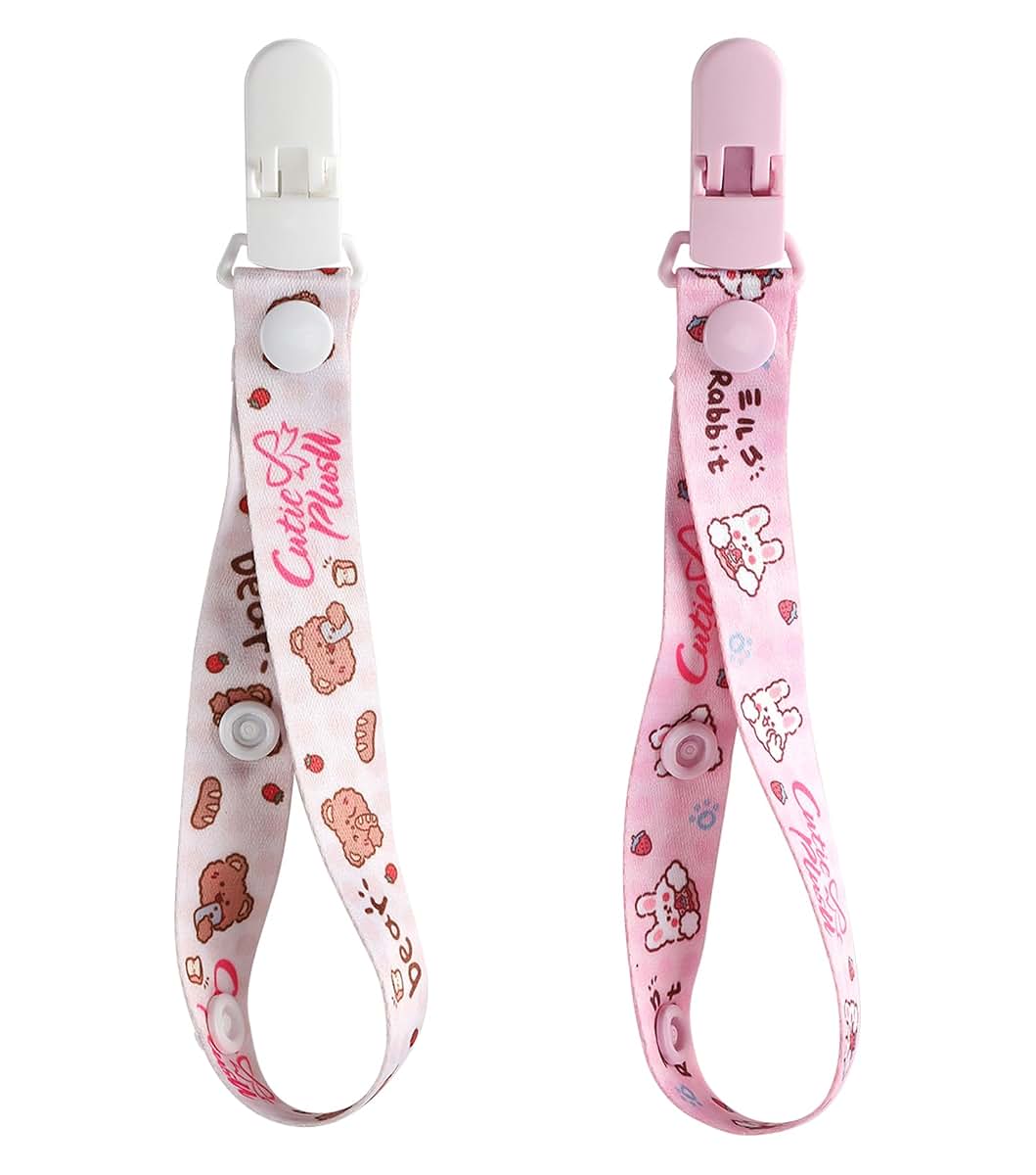 CutiePlusU Adult Pacifier Clip | Strawberry Pie Theme Holder Set of 2