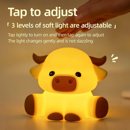 BabyOneStop Highland Cow Squishy Silicone Night Light With Timer