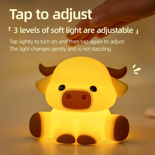 BabyOneStop Highland Cow Squishy Silicone Night Light With Timer