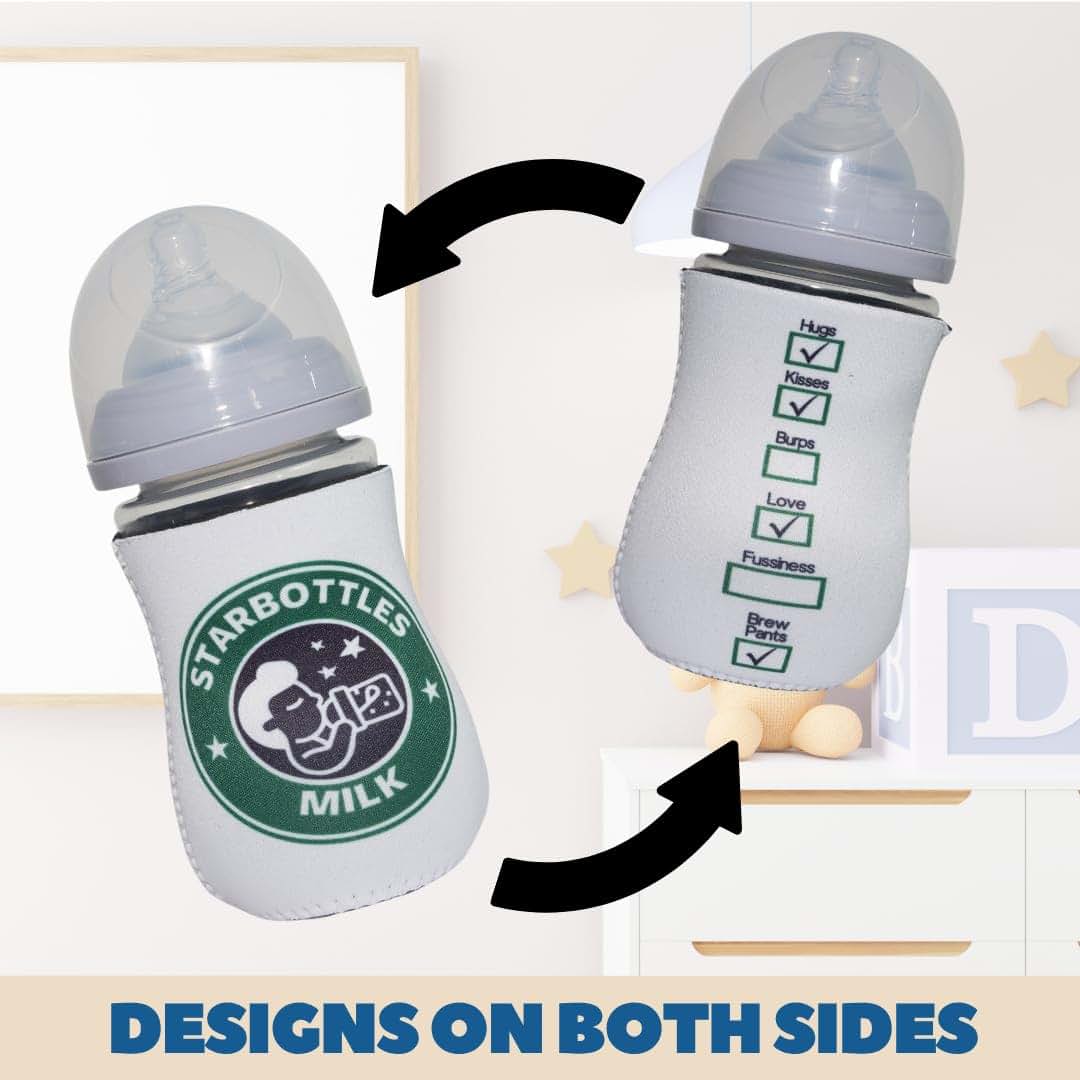 Brew Pants Coffee Themed Coozies for Baby Bottles - Funny Gift for New Parents & Baby Showers - (2 Premium Designed (photo 3)