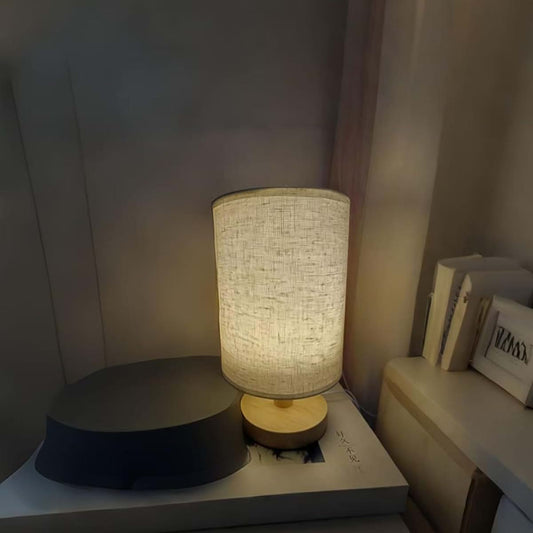 HYLING Kids Table Lamp, Small Bedside Lamp, 3 Color Changing LED Night Light with 9 Brightness Levels Wood Nightstand