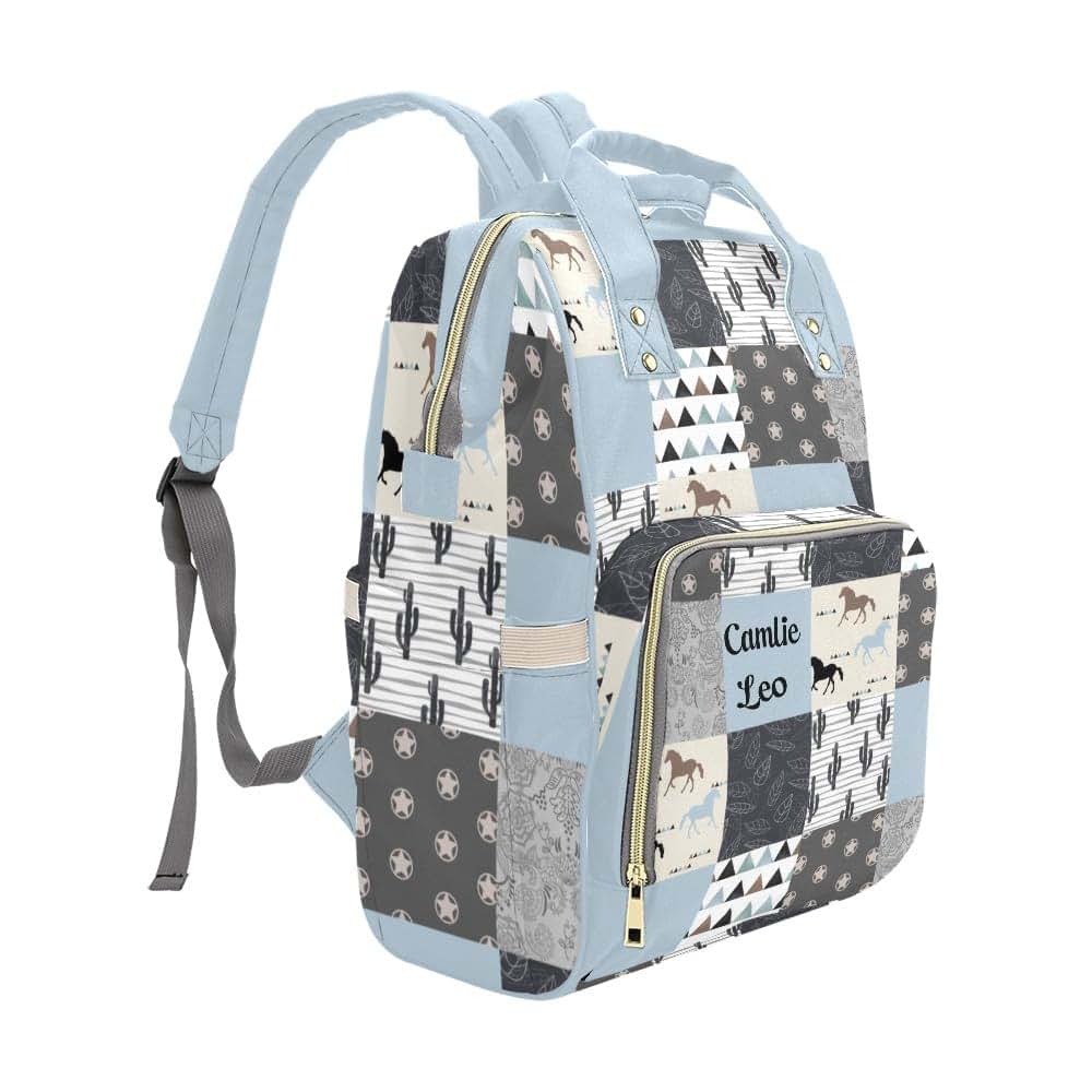 NZOOHY Western Horse Cactus Patchwork Personalized Diaper Bag (photo 2)