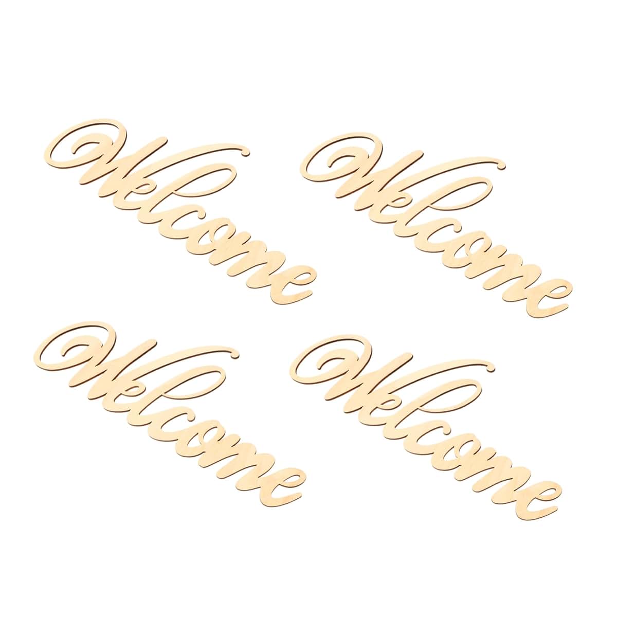 BIUDECO Hollow Wooden Letter Pendants, 4 Pieces Set, Beige Wood Wall Decor