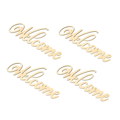 BIUDECO Hollow Wooden Letter Pendants, 4 Pieces Set, Beige Wood Wall Decor