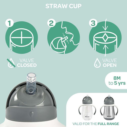 Béaba Beaba Straw Sippy Cup, Toddler Baby Straw Cup with Removable Handles, Leak and Spill Proof, BPA Phthalate Free (photo 4)