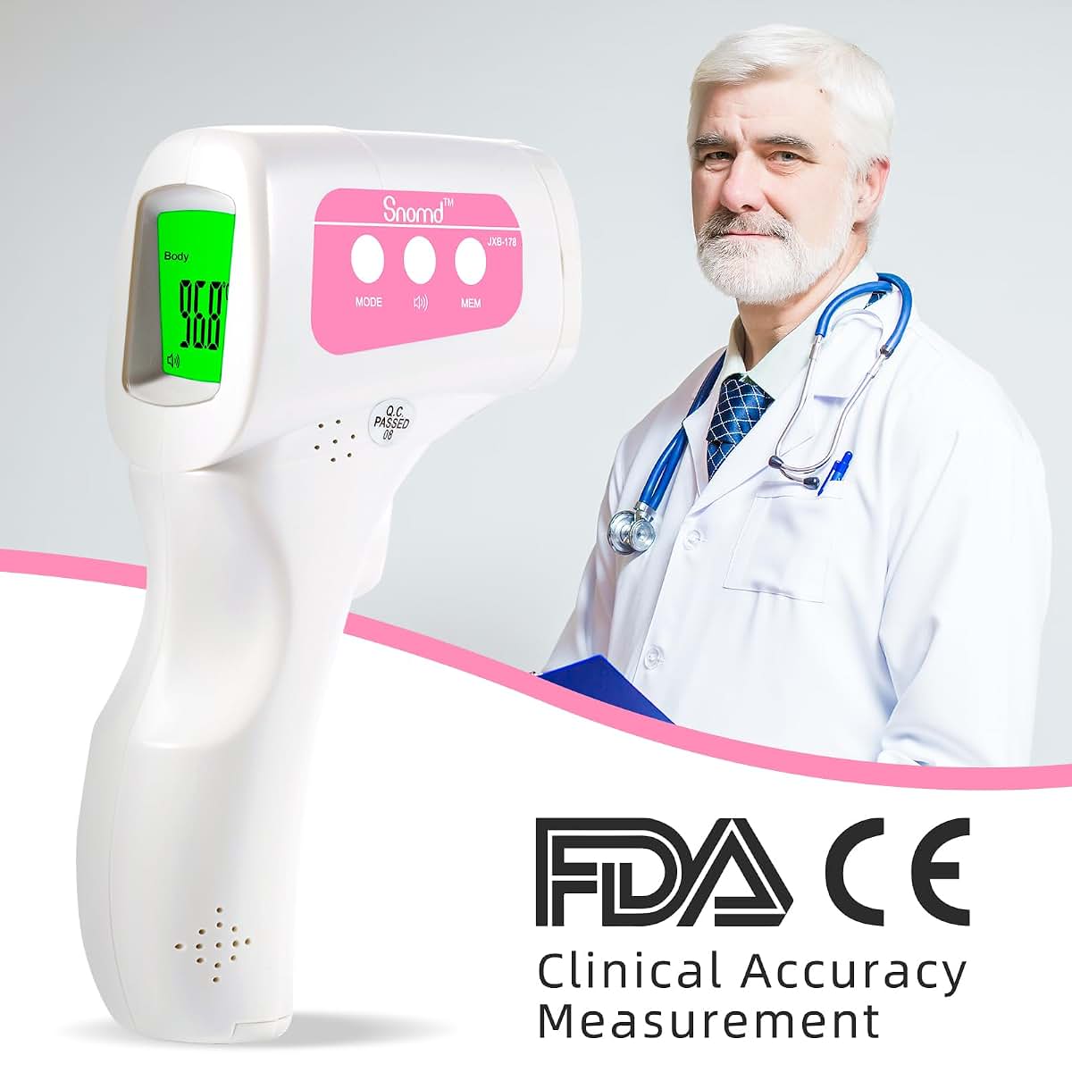 Snomd Non-Contact Forehead Thermometer 3-In-1 For Body, Object, Room