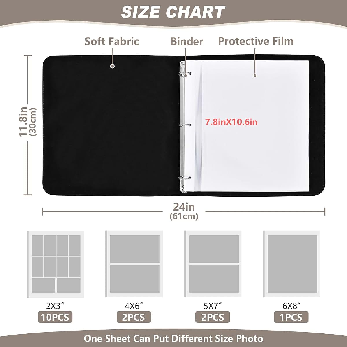 BabyOneStop Qumton Large Photo Album With Lily Flower Art Leather Cover