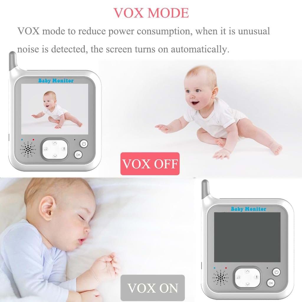 Derebir Video Baby Monitor with Camera, 3.2 Inch Screen, Two-Way Talk, Night Vision