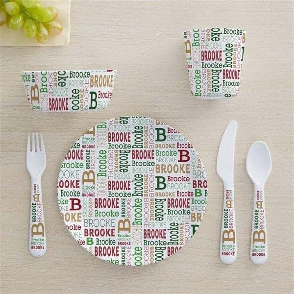 Personalization Universe Christmas Repeating Name Personalized Kids Plate (photo 4)