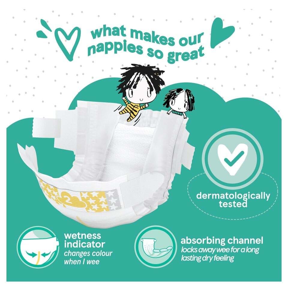 2X Fred & Flo Size 2 Nappies Newborn 58 Pack (photo 3)