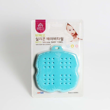 InfantCo Ultra Soft Silicone Bath Scrubber Sponge | for Baby and Dryskin (Baby Blue)