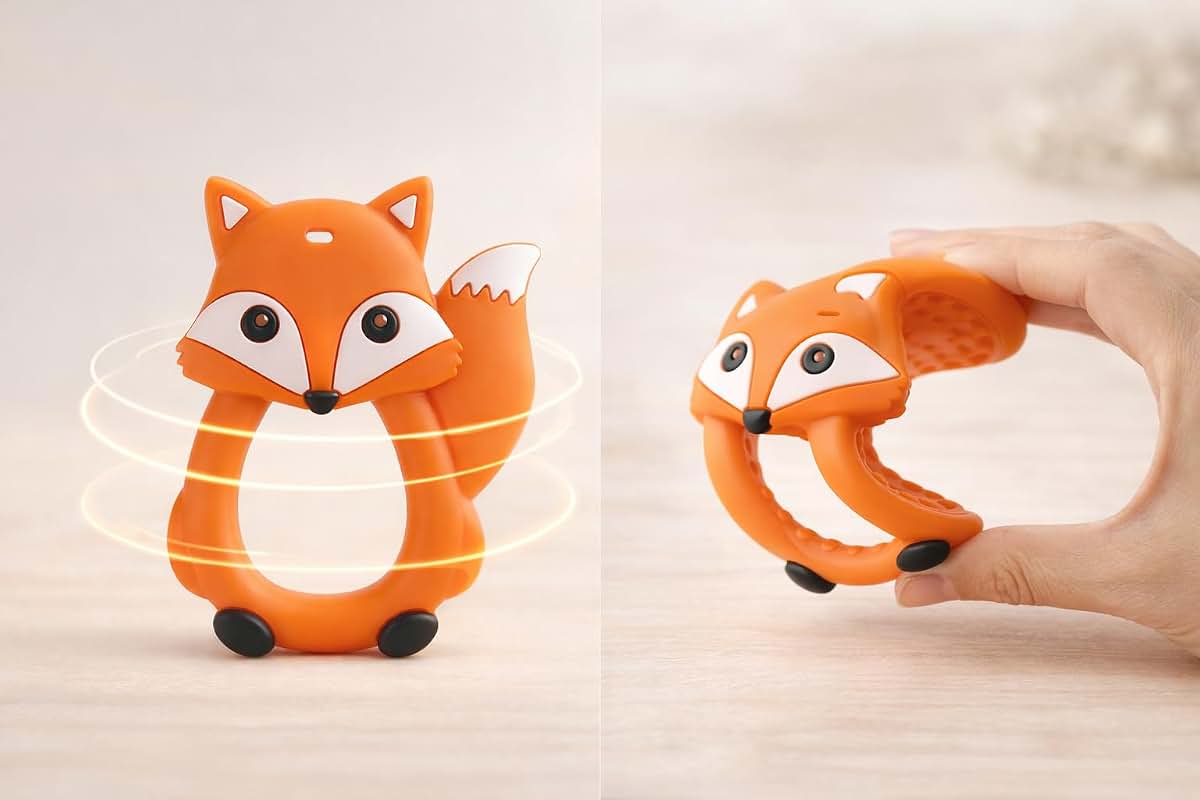 GiliGums Fox Silicone Baby Teether - Orange (photo 4)