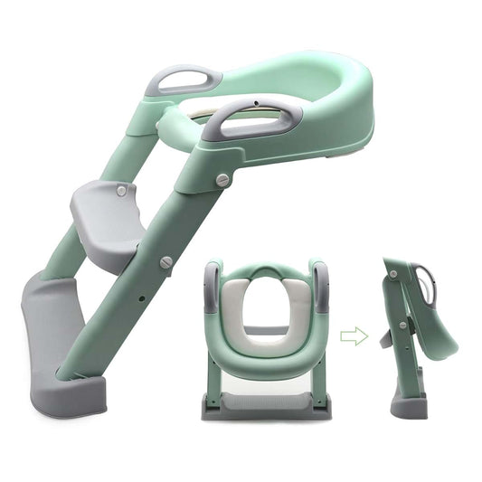 XKMT- Green Toddler Potty Training Seat Ladder Step Toilet Girl Chair Infant Kids Bathroom Trainer [P/N: