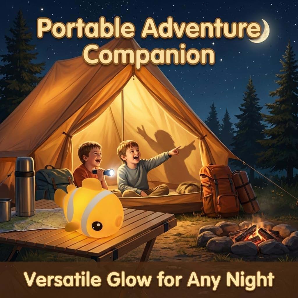 Clownfish Night Light for Kids | Rechargeable Silicone Lamp