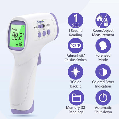 No-Touch Forehead Thermometer With Fever Alarm