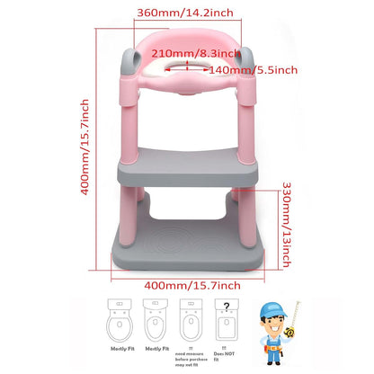 HongK- Baby Pink Wider Step Toddler Potty Training Seat Ladder Toilet Chair Infant Kid Bathroom Trainer (photo 2)