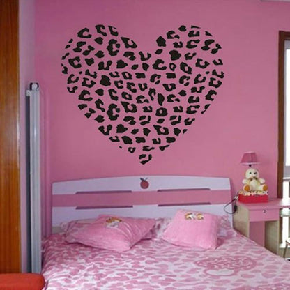 Newsee Decals 23.6" X 25.6" Cheetah Spot Print Heart Wall Sticker Decal for Home Decor Nursery Kids Room Removable