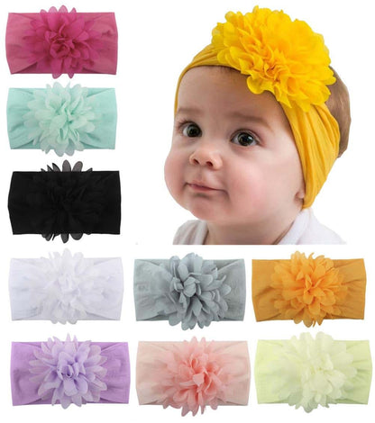 Toptim Baby Head Wrap Chiffon Flowers Set of 9