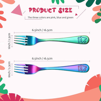 Rainbow Kids Stainless Steel Fork Set for Self Feeding Utensils