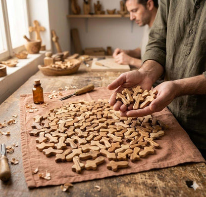 Zuluf Olive Wood Crosses Bulk Set of 100 for Crafts and Ministry Distribution