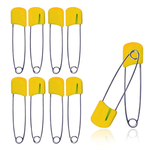 Lxnoap 10 pcs Cloth Diaper Pins Stainless Steel Traditional Safety Pin (Yellow)