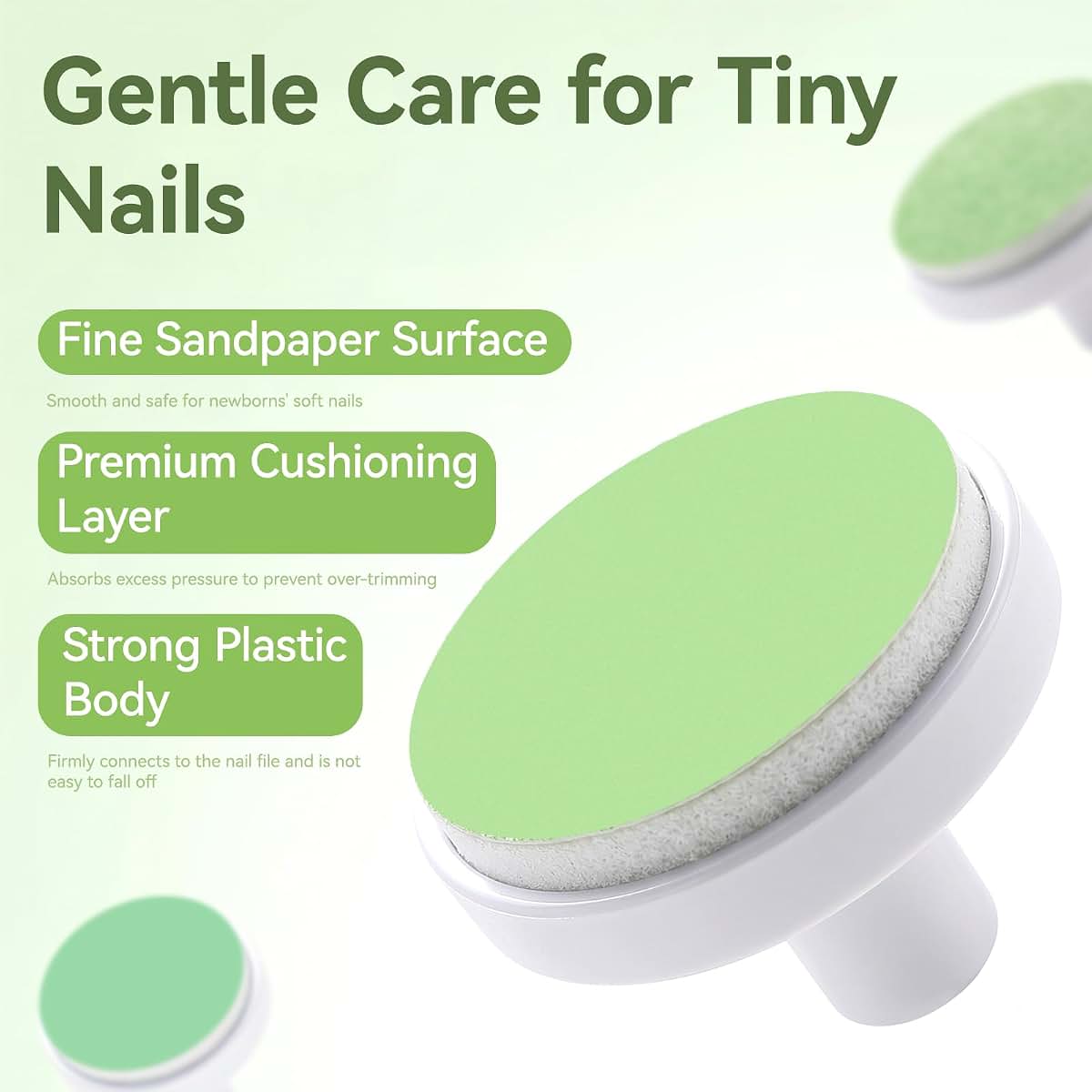24-Piece Electric Nail Trimmer Replacement Pads for Momcozy Nail File, Dark and Light Green
