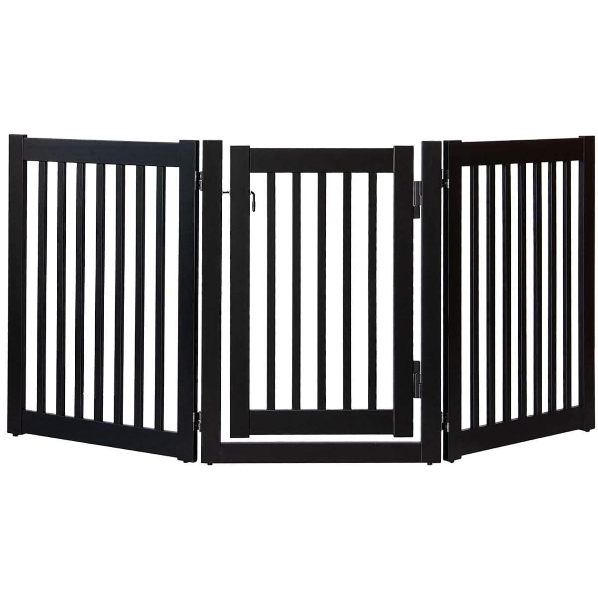 Dynamic Accents Highlander Series Solid Wood Pet Gate - 3 Panel Walk Through - Black Black/32 High - 3 Panel Walk