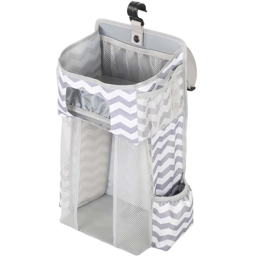 HYROOY Diaper Stacker Hanging Storage Bags for Crib or Wall Gifts Stripe Oxford Cloth + PP Board + Rhombus mesh