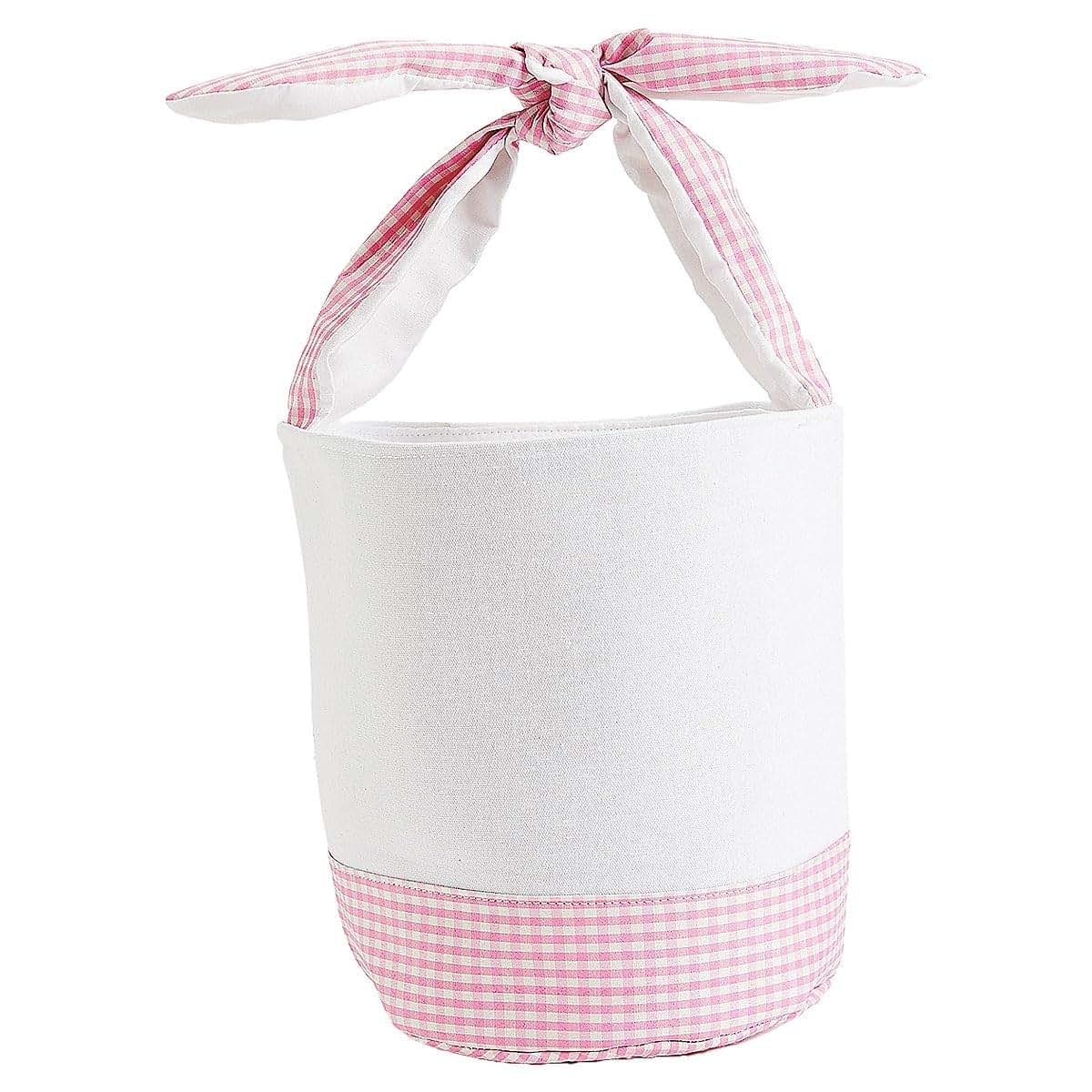Lillian Vernon Personalized Kids Pink Gingham Easter Bag - 10" Diameter x 10.5"Tall, 100% Polyester Easter Basket, Add (photo 4)