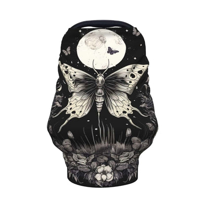 YPPAHHHH Baby Car Seat Cover, Gothic Moth Butterfly Moon Floral Stretchy Canopy