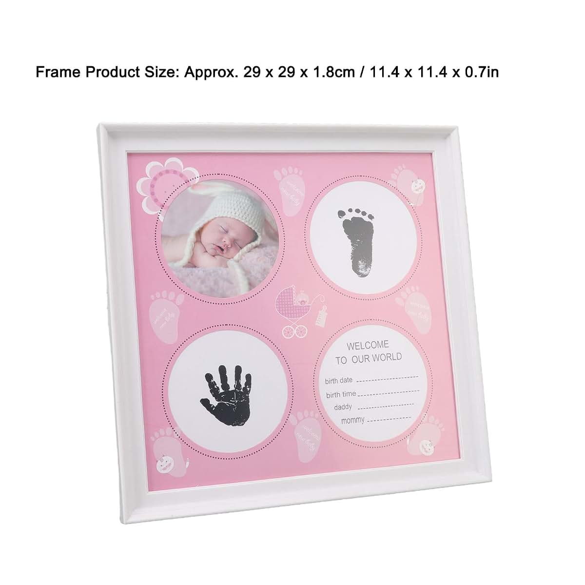 Milltrip Newborn Hand & Footprint Keepsake Frame, Display with Shadow Box for Baby Memory (Roseate) (photo 3)