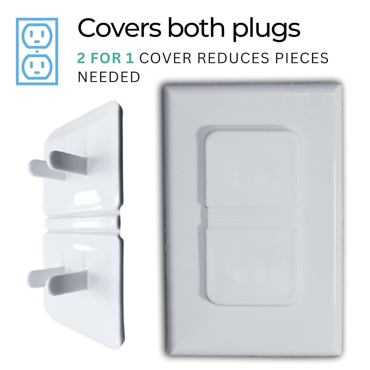 Infant Tree White Double Outlet Covers Baby Proofing (20 Pack, 40 Sockets) | Baby Proof Plug Covers for Electrical (photo 3)