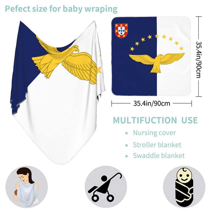 Azores Flag Baby Receiving Blanket for Newborn Swaddle Wrap